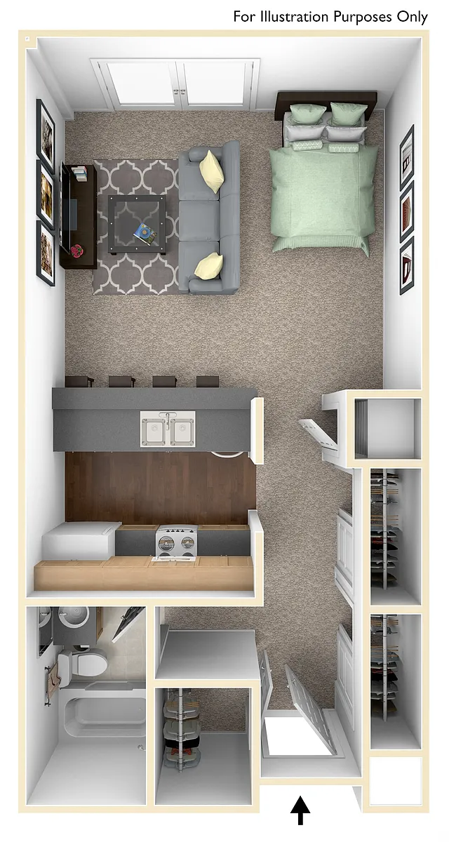 Floor plan Studio 1Bathroom