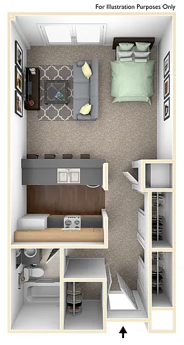 Floor plan Studio 1Bathroom