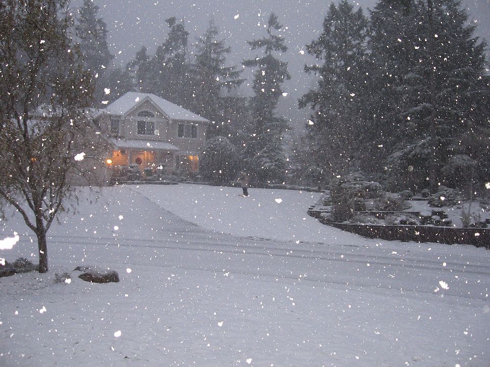 Living Room View on a Snowy Day