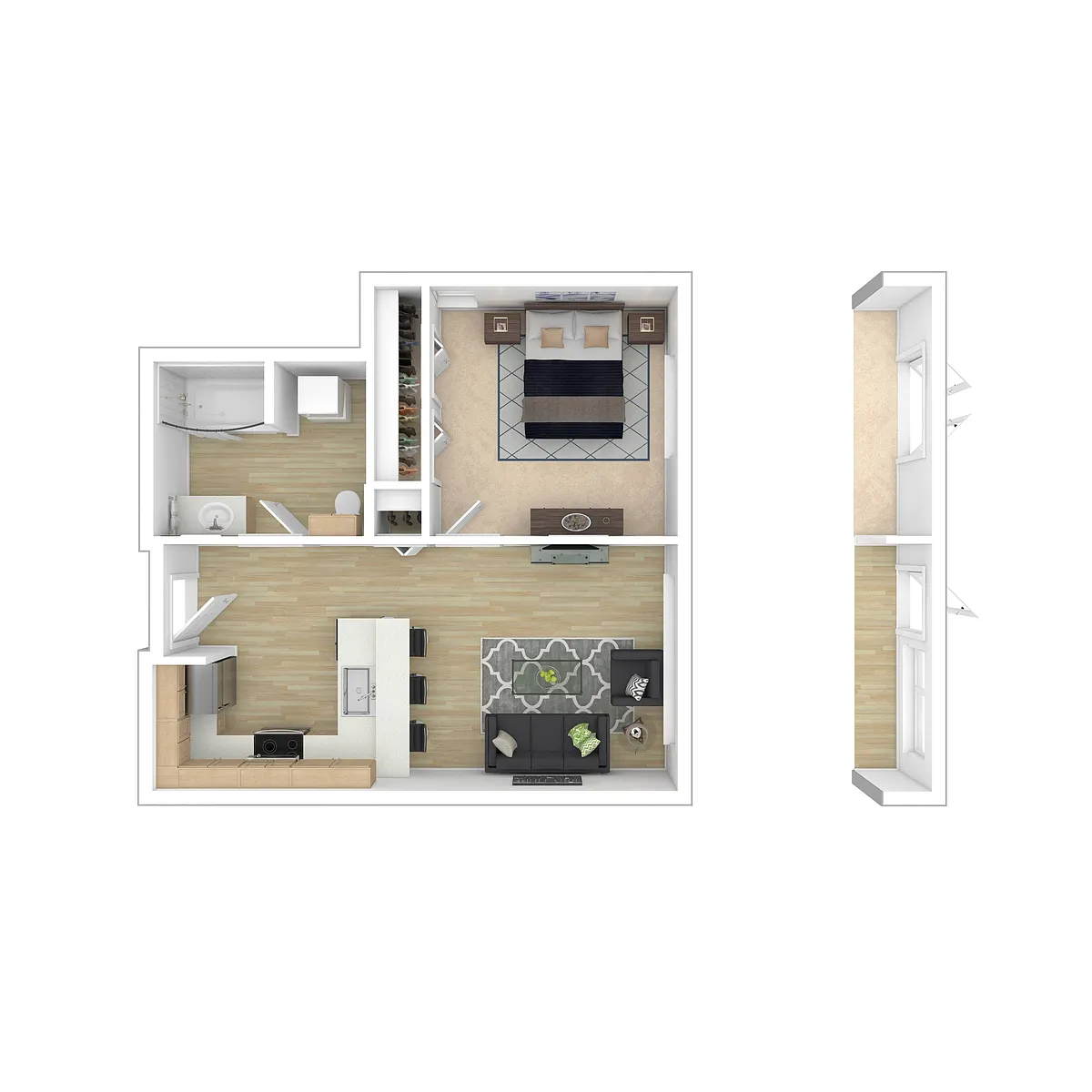 Floor plan One Bedroom One Bath C1