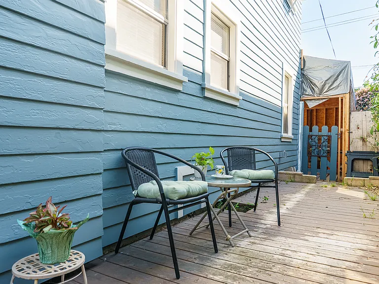 Wood deck at side yard