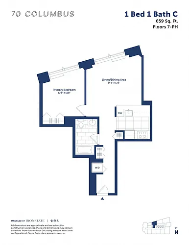 Floor plan 1 Bed 1 Bath C