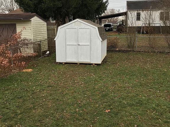 back yard and storage building