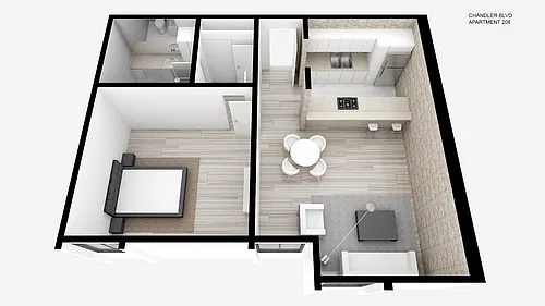 Floor plan One Bed ~ One Bath