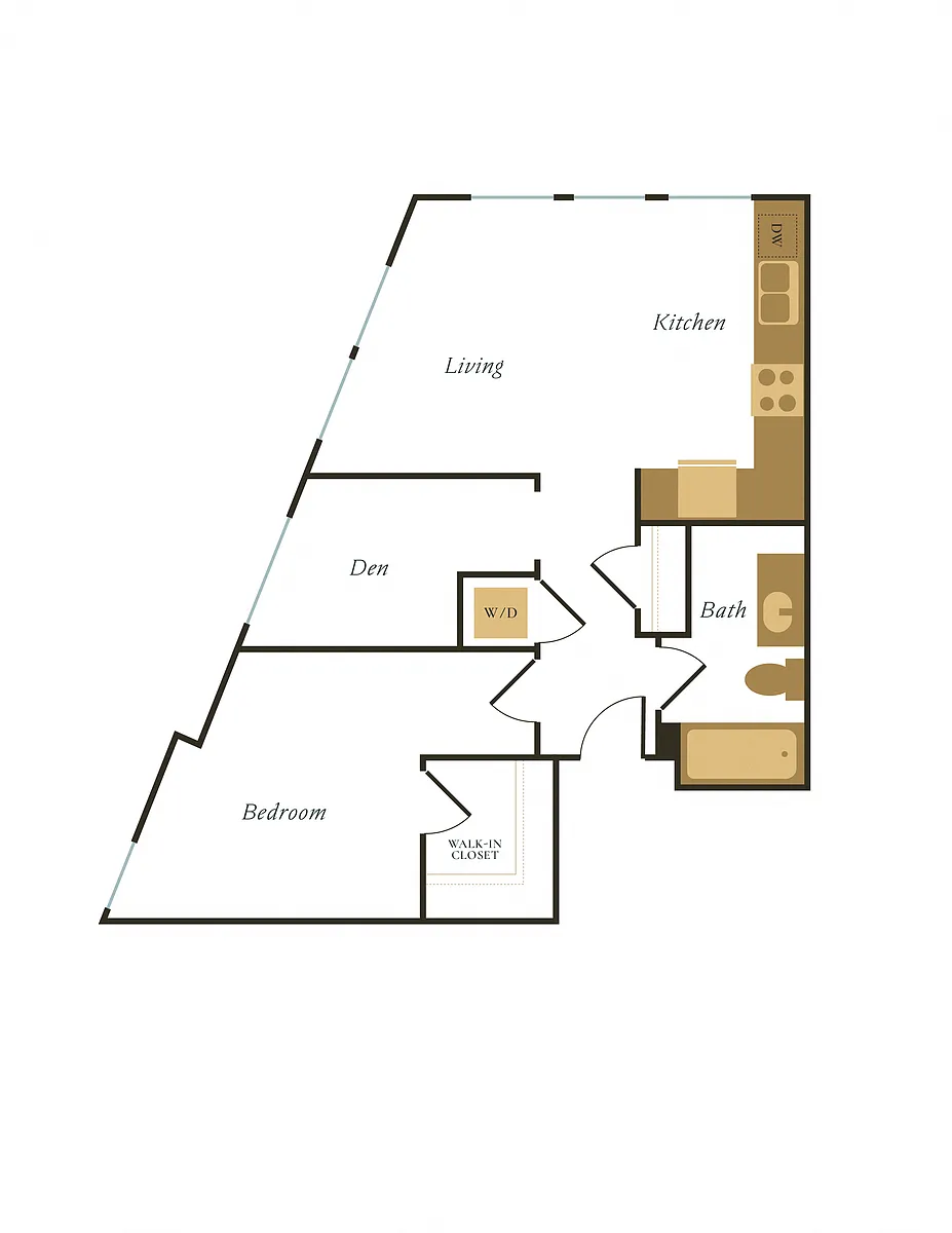 Floor plan 1x1 + Den - B