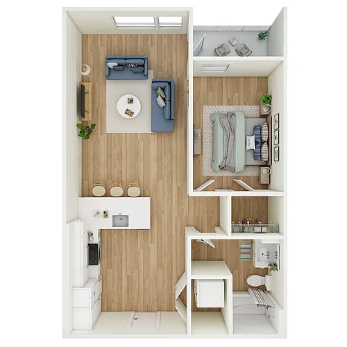 Floor plan 1 Bed 1 Bath - MFTE - a75.1