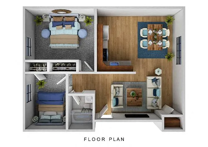 Floor plan 2 Bedroom 1 Bath Woodstock - Reno