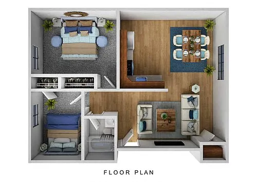 Floor plan 2 Bedroom 1 Bath Woodstock - Reno