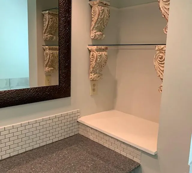 Master bathroom vanity and shleves