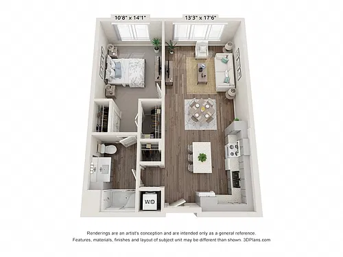 Floor plan One Bedroom A2