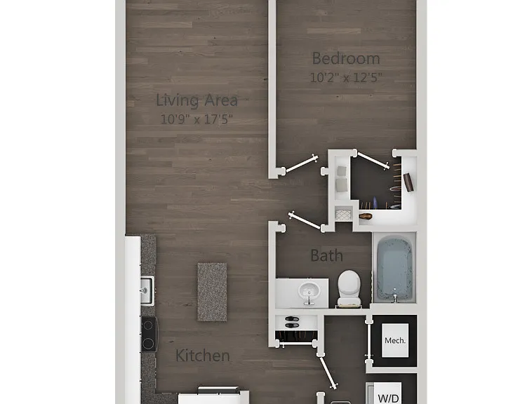 Ellison On Broad - Gabardine (A1) - 1 Beds - 1 Baths - 706 Sq. ft.