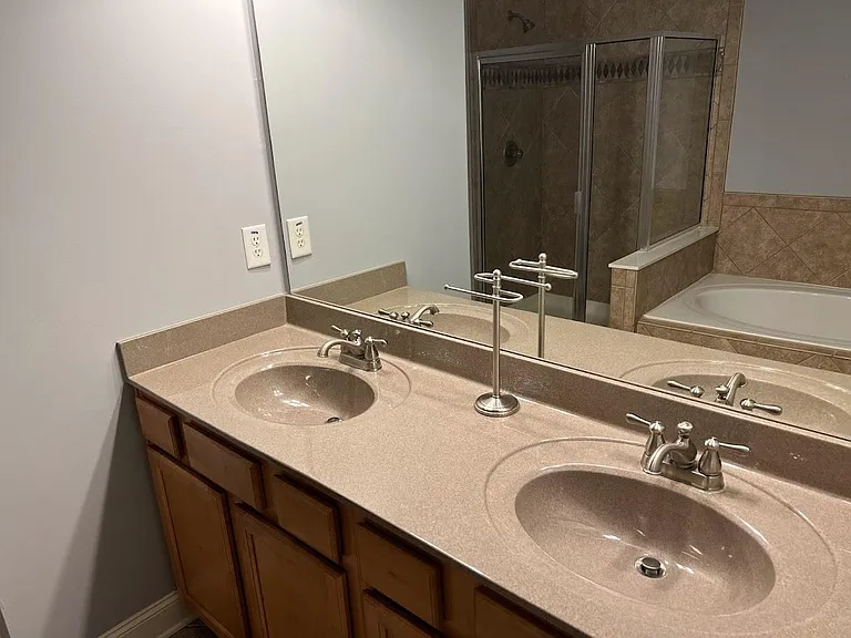 Master bath with standing shower and tub
