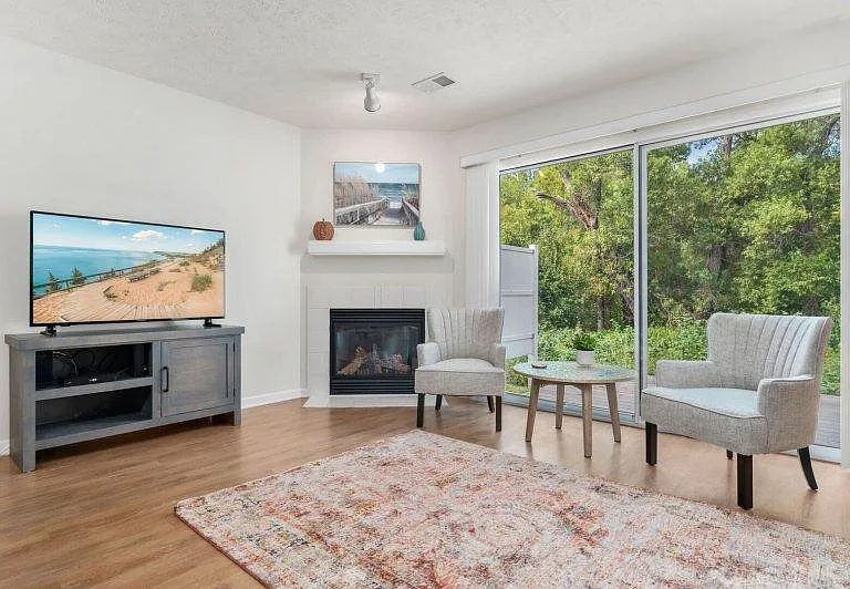 Living Room. 50" Television. Includes basic cable and high-speed wireless Internet.