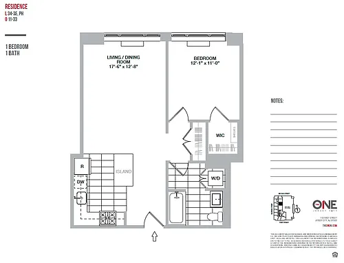 Floor plan 1 Bedroom / 1 Bathroom