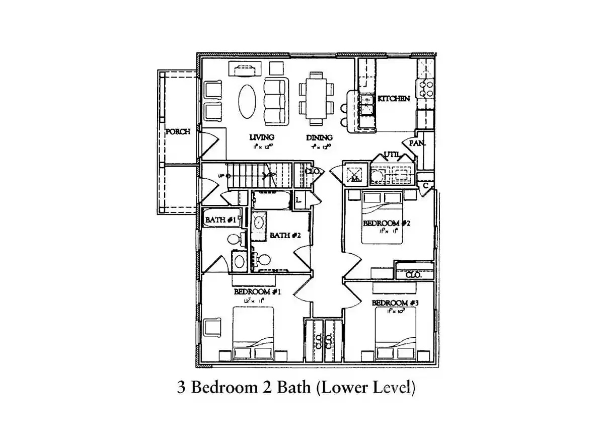 Floor plan 2 Bedroom 1 Bath