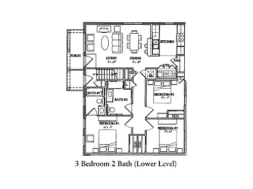 Floor plan 2 Bedroom 1 Bath