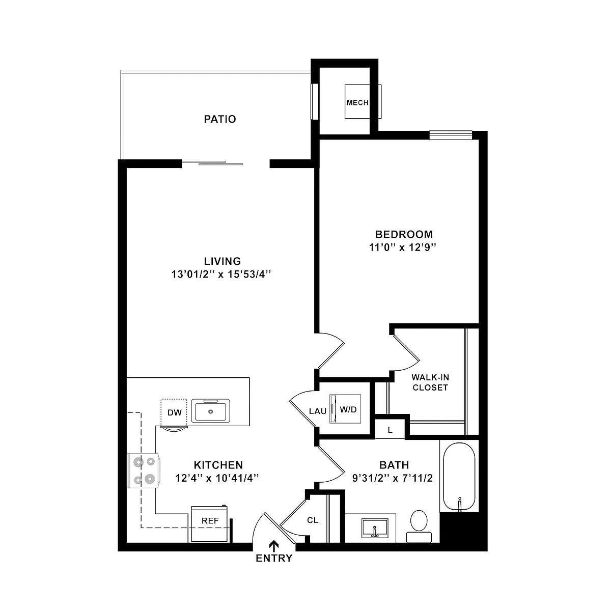Floor plan 1 Bed Building C & D