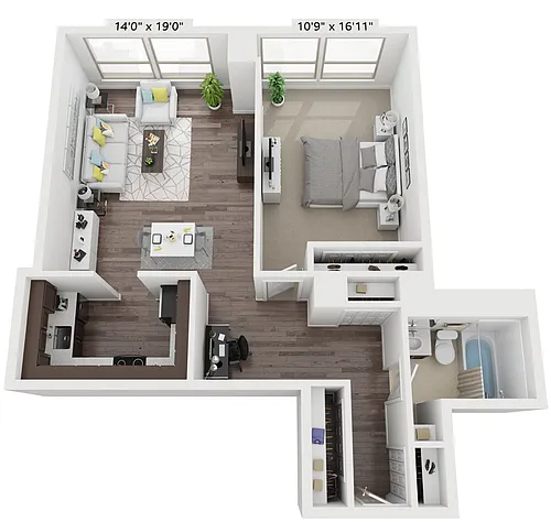 Floor plan ONE BEDROOM FIVE