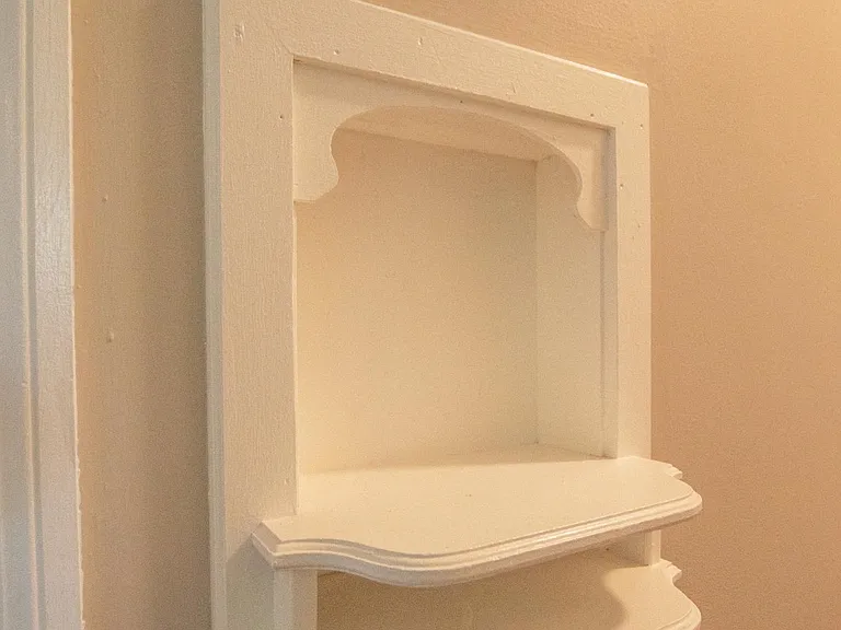 Telephone Nook, one of the charming original features of this 1950's home