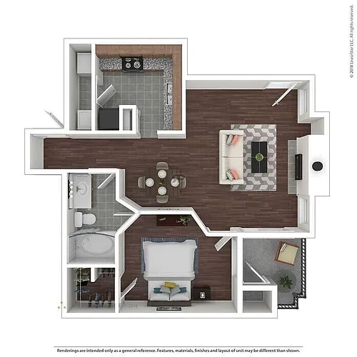 Floor plan A--1BR Renovated