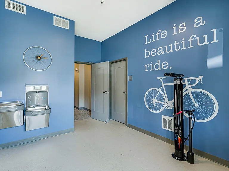 Easily give your bike a tune-up in our bicycle repair station.