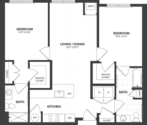 Floor plan 2 Bed/2 Bath-B3.3
