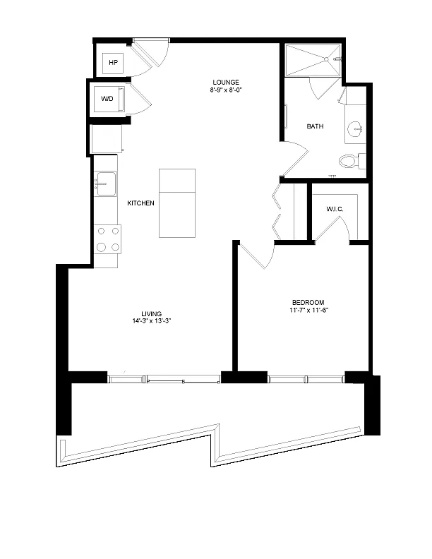 Floor plan 1 Bed-1 Bath-5A