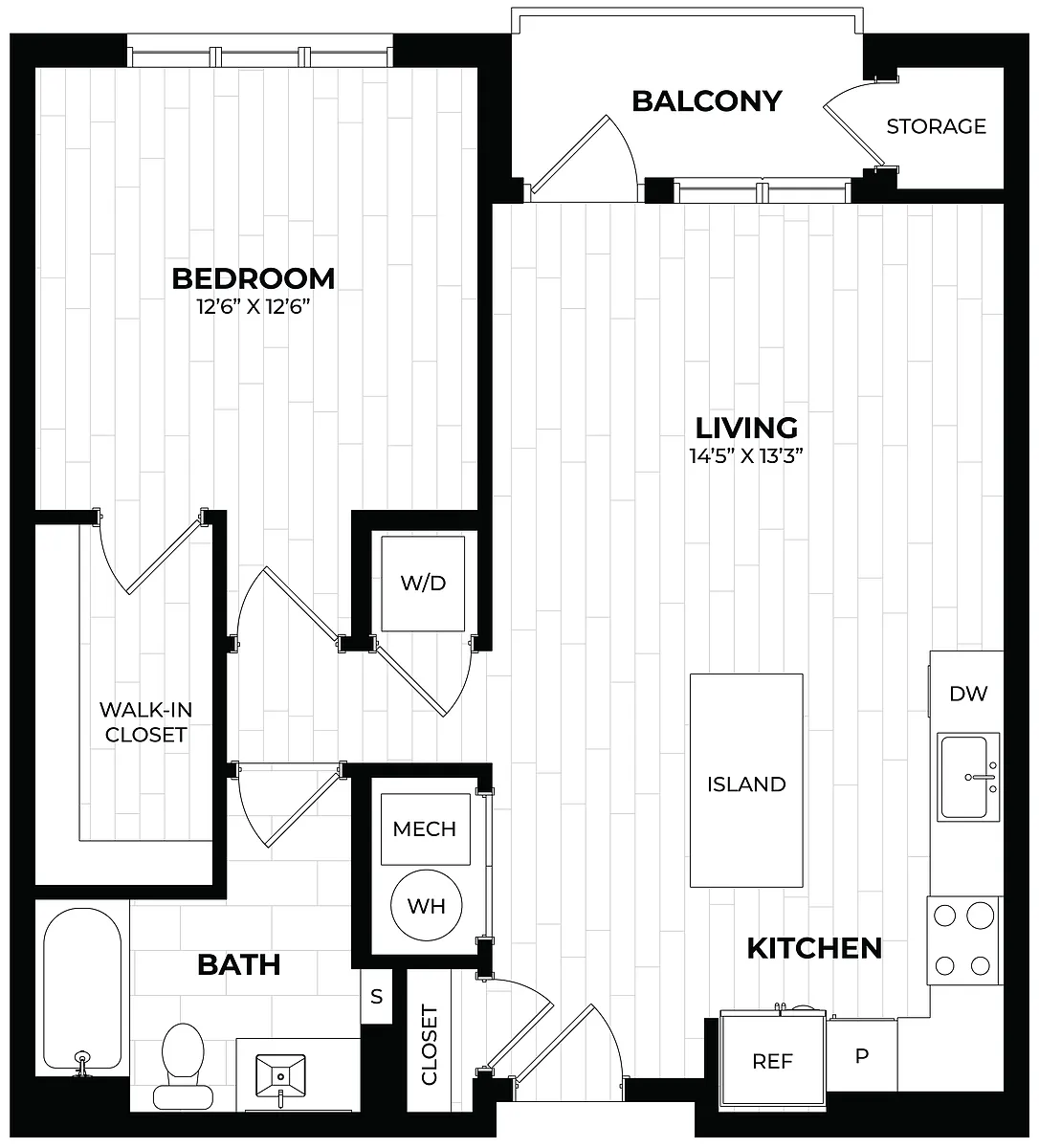 Floor plan 1 Bed/1 Bath-1.1