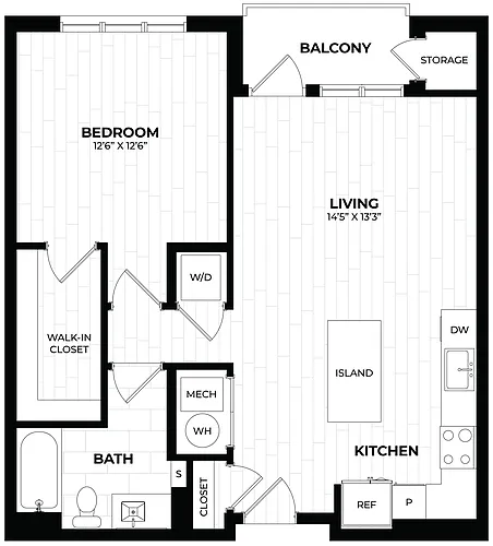 Floor plan 1 Bed/1 Bath-1.1