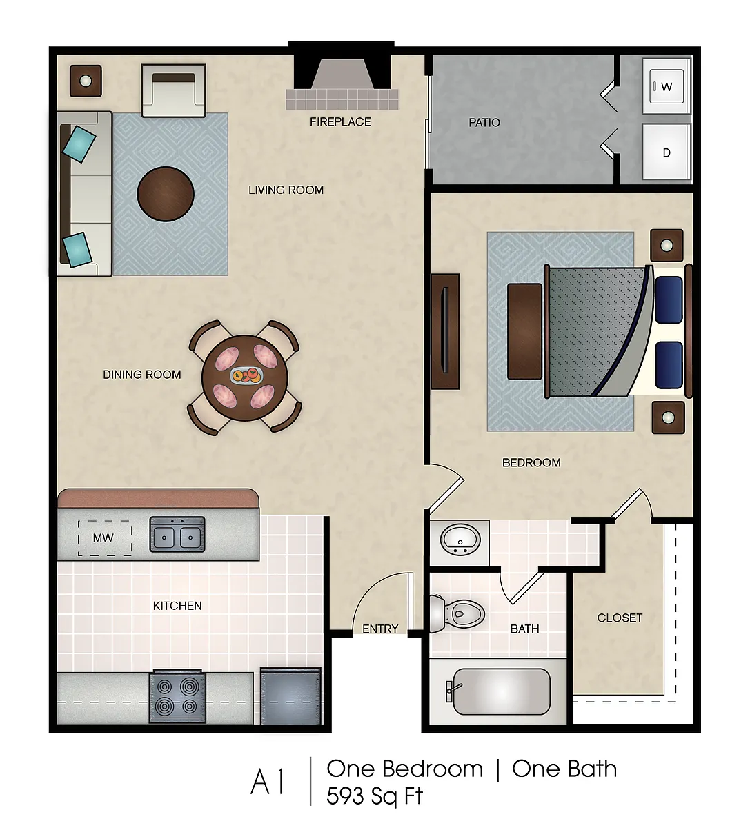 Floor plan One Bedroom/One Bath