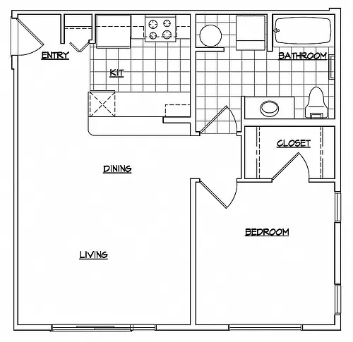 Floor plan Helix 1 Bedroom - Corner Unit