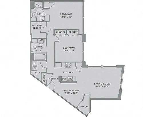 Floor plan 2 Bed/2 Bath-B13