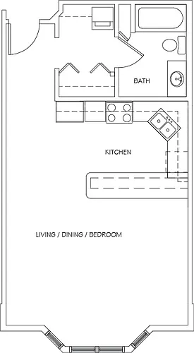 Floor plan Studio, 1 Bathroom