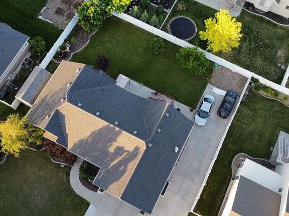 Aerial view of house.