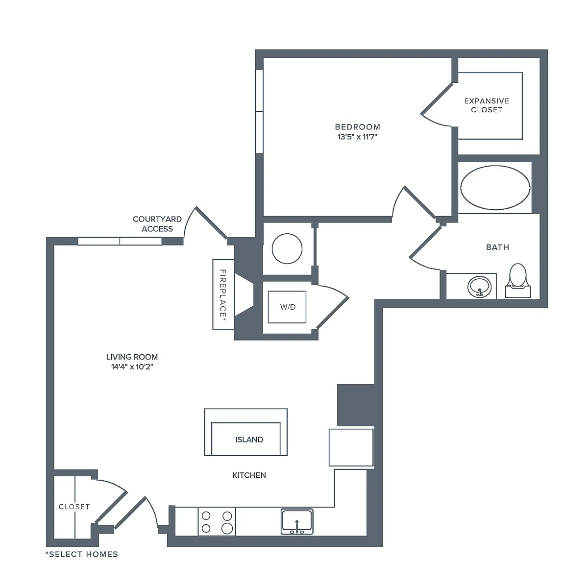 Floor plan A07R | 1 Bed | 1 Bath
