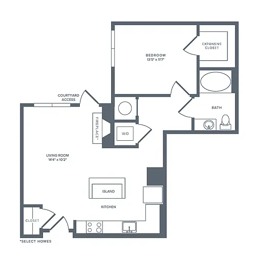 Floor plan A07R | 1 Bed | 1 Bath