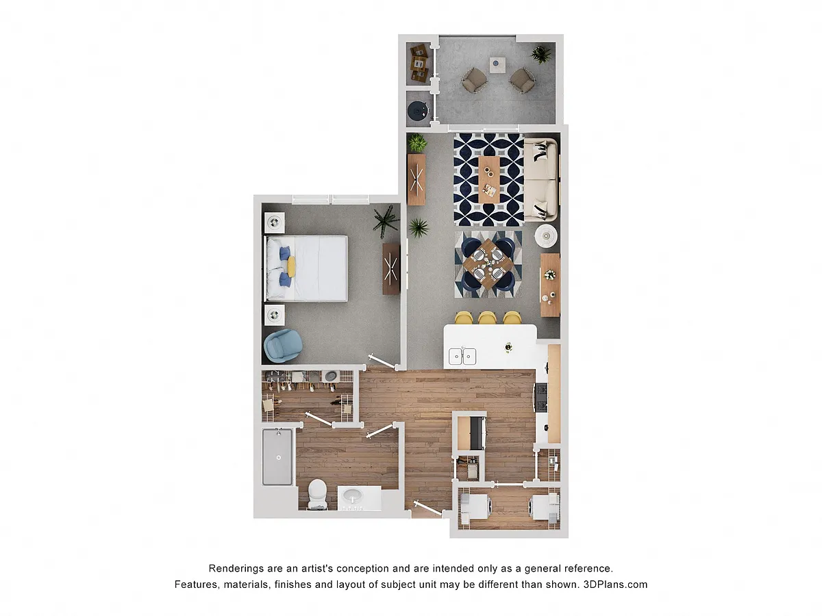 Floor plan One Bedroom - Miller