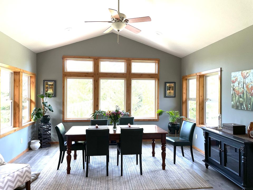 Main house dining area looking out over pond