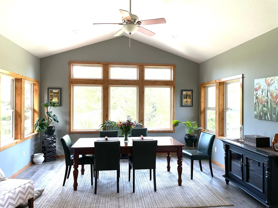 Main house dining area looking out over pond