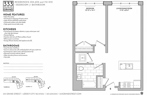 Floor plan 333 GRAND - 1 BEDROOM FLOOR PLAN AO