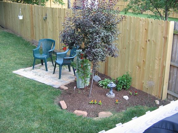 Beautiful sitting area in backyard