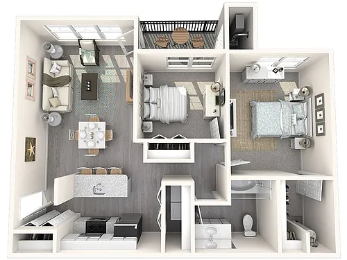 Floor plan 2 Bedroom/1 Bathroom-Nathanael