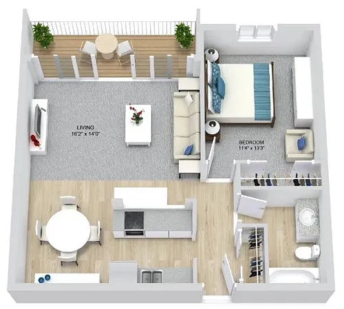 Floor plan 1 Bedroom 1 Bath