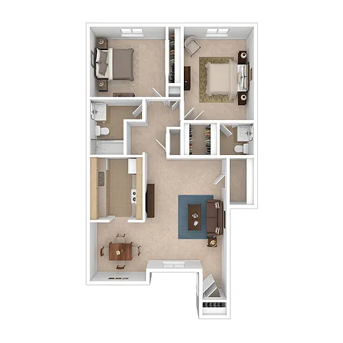 Floor plan 2 Bedroom 1 and a Half Bath - Beechwood