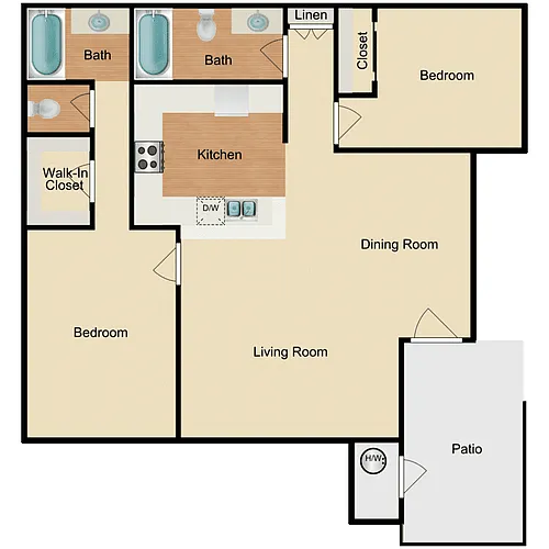 Floor plan 2 Bed 2 Bath