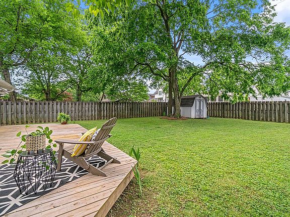 Fenced, level backyard.