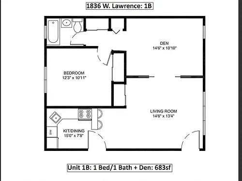 Floor plan One Bedroom + Den