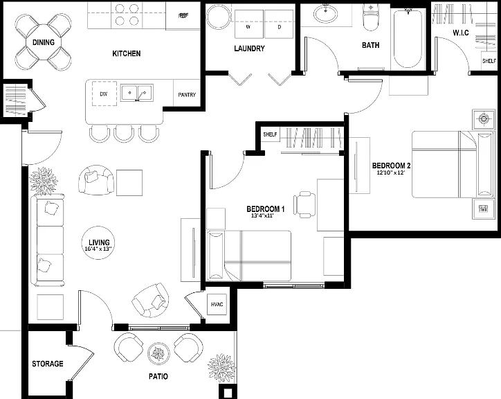 Sage Point Village Apartments 2 Bedroom 1 Bathroom Floor Plan in Ammon ID Sage Point Village Apartments 2 Bedroom 1 Bathroom Floor Plan in Ammon ID