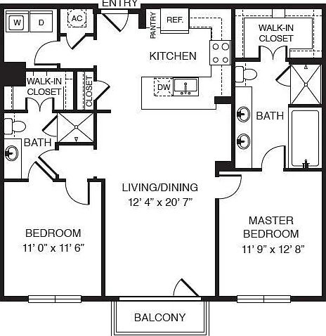 WaterWall Place - B1 - 2 Beds - 2 Baths - 1165 Sq. ft.
