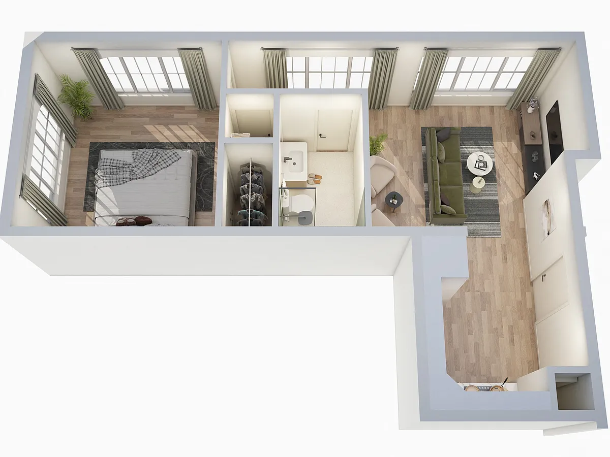 Floor plan 1 Bedroom - Prana (01, corner)